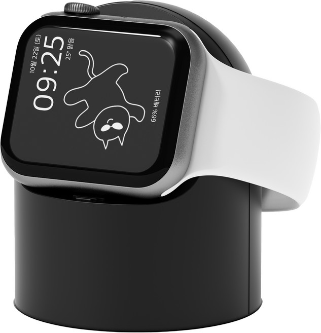누아트 스마트워치 실리콘 충전독 거치대, 블랙, 1개