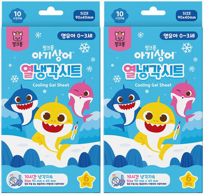 아텍스 영유아용 핑크퐁 아기상어 열냉각시트, 6개입, 2개