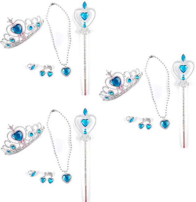 파티쇼 공주 왕관 악세사리 5종세트, 블루, 3세트