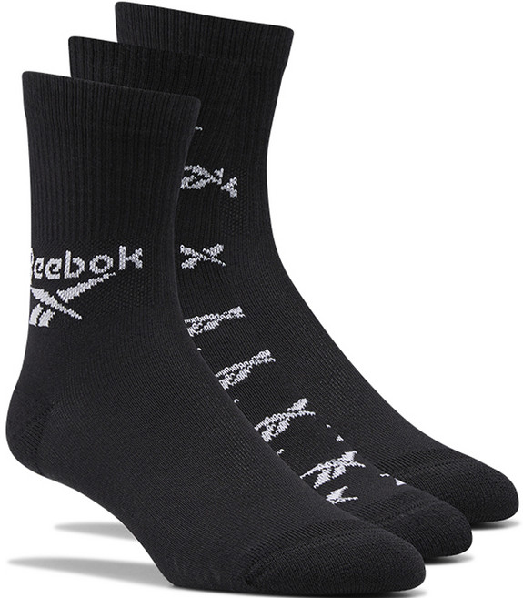 Reebok 銳步 CL FO 中筒襪 3雙組, 黑色