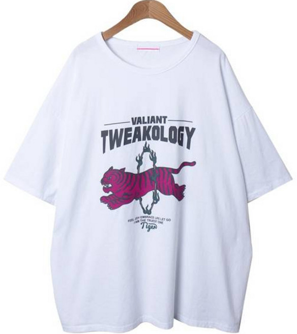 린다샵 여성용 통기성 어르델 라운드넥 오버핏 프린팅 반팔 티셔츠 cpt12726k35