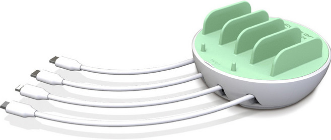 큐브온 초고속 PD 4포트 충전기 C타입 2p 8핀 1p 5핀 1p JI-700, 민트, 1개