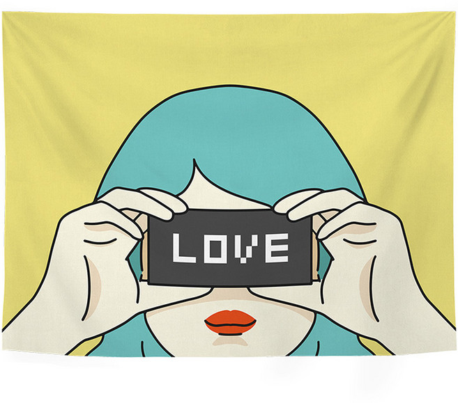 메키고 컬러포인트 아트 패브릭월 행잉 포스터, 러브