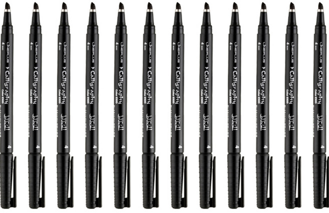 라인플러스 캘리그라피 펜 4mm, 흑색, 12개