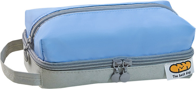 투코비 대용량 더블 레이어 브레드 멀티 펜슬 파우치, 블루, 1개