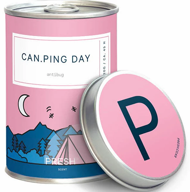 PRESH 소이 캔들 향초 미디엄, CANPING DAY 안티버그 시트로넬라, 220g, 1개 - 쿠팡