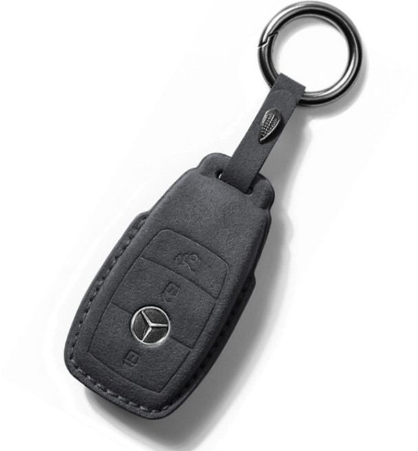 하마테 벤츠 스마트키 고급 스웨이드 가죽 키케이스 + 키홀더 B타입, 다크그레이