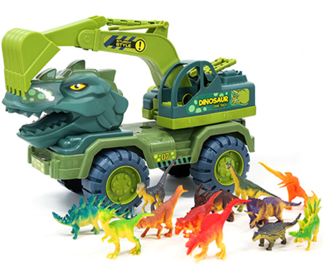 공룡 운반트럭 장난감 티라노 사우르스 굴삭기, 혼합색상, 1개