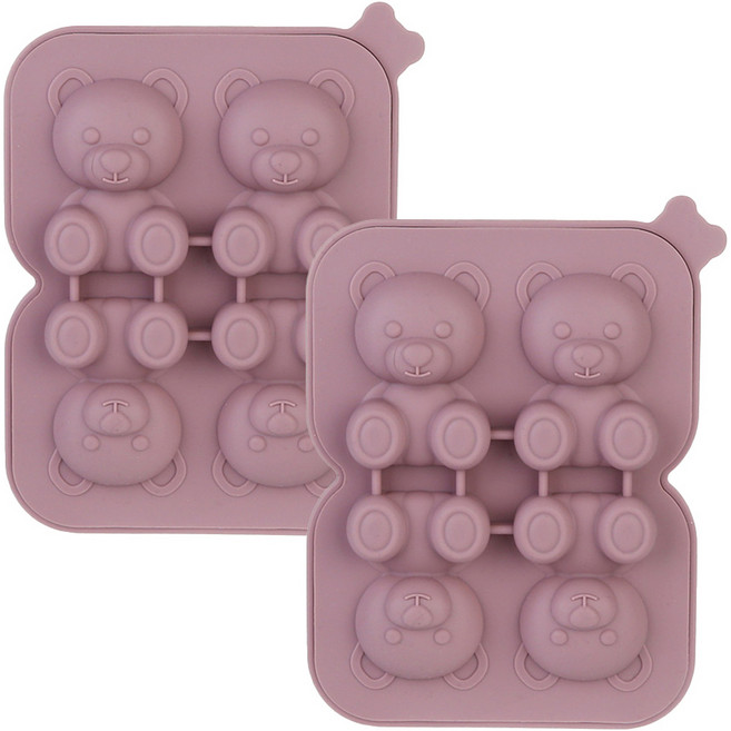 플라라 곰돌이 4칸 얼음틀 2p, 핑크, 2개