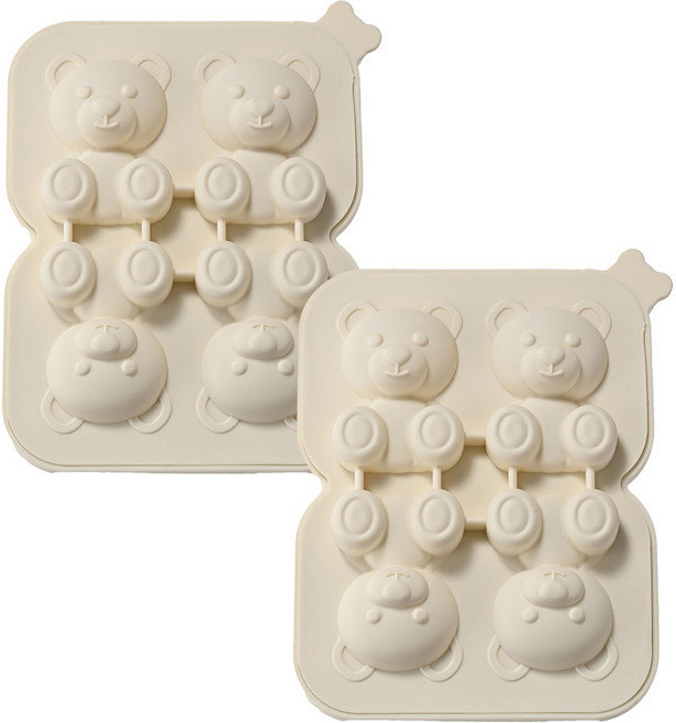 플라라 곰돌이 4칸 얼음틀 2p, 화이트, 2개