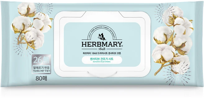 허브마리 건조기용 드라이시트 센서티브 코튼 본품, 80개입, 1개 - 쿠팡