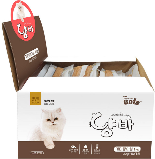 더캣츠 고양이용 냥바 부드러운 통살 스틱 간식 50p, 가다랑어, 1kg, 1개