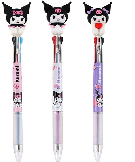 산리오캐릭터즈 쿠로미 피규어 3색 볼펜 3종 문구세트, 랜덤발송, 1세트