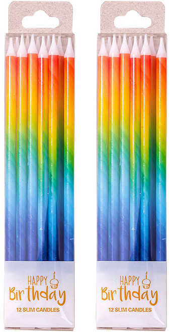 생일캔들 슬림 15cm 12p, 레인보우, 2개
