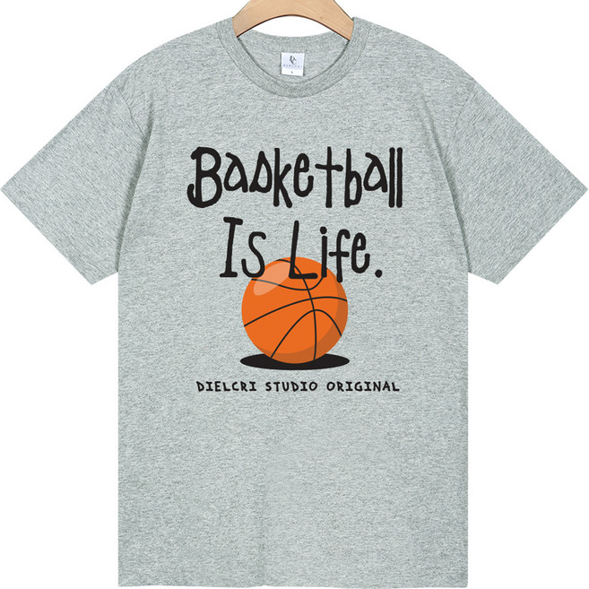 디엘크리 빅사이즈 농구 이즈 라이프 프린팅 18수 통기성 반팔 티셔츠