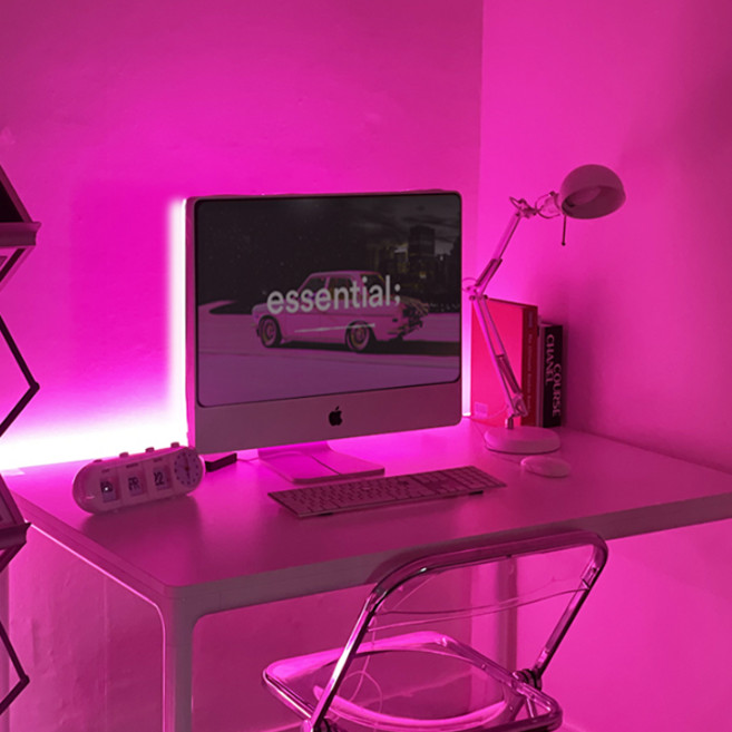 레나에너지 LED 줄 라인 네온 사인 게이밍 스트립 무드등 2m, 핑크 오페라