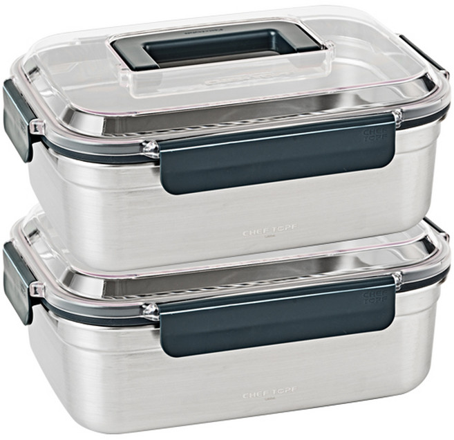 글라스락 클린 스텐 밀폐용기 직사각 2800ml, 2개, 단품