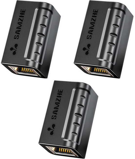 삼지 1000Mbps 랜연장 키스톤 잭 커플러 RJ45, 블랙, 3개