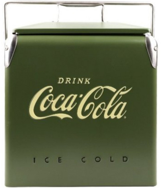 릴팡 코카콜라 빈티지 스텐쿨러 아이스박스, 그린, 13L
