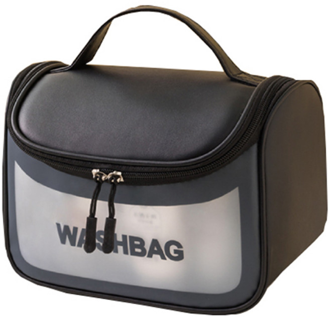 디오셀 세면도구 화장품 수납정리 파우치, 블랙, 1개