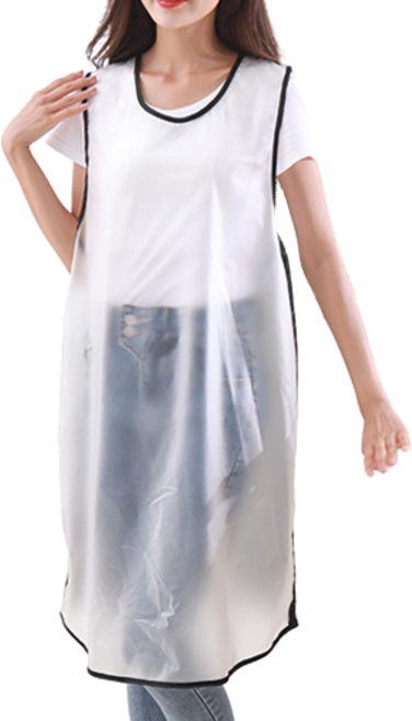 메오 TPU 조끼형 심플 방수 앞치마 롱, 화이트, 1개