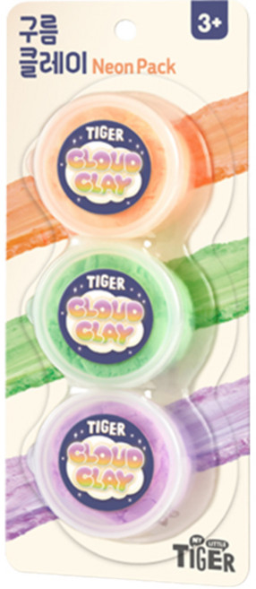 마이리틀타이거 구름클레이 네온팩 20g x 3종 세트, 주황, 연두, 보라, 1개