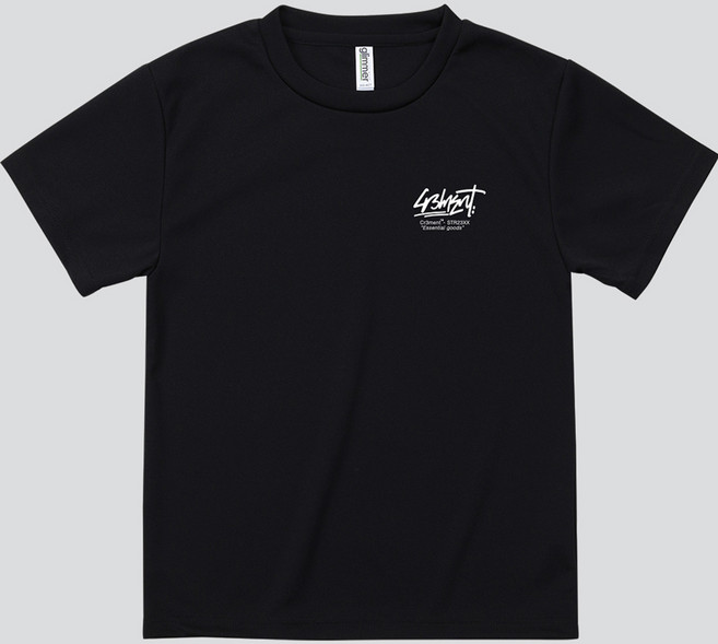 CR3MENT 男女通用 Essential 街頭風 Logo 乾爽 涼感 透氣 圓領 短袖 涼感T恤, 黑色