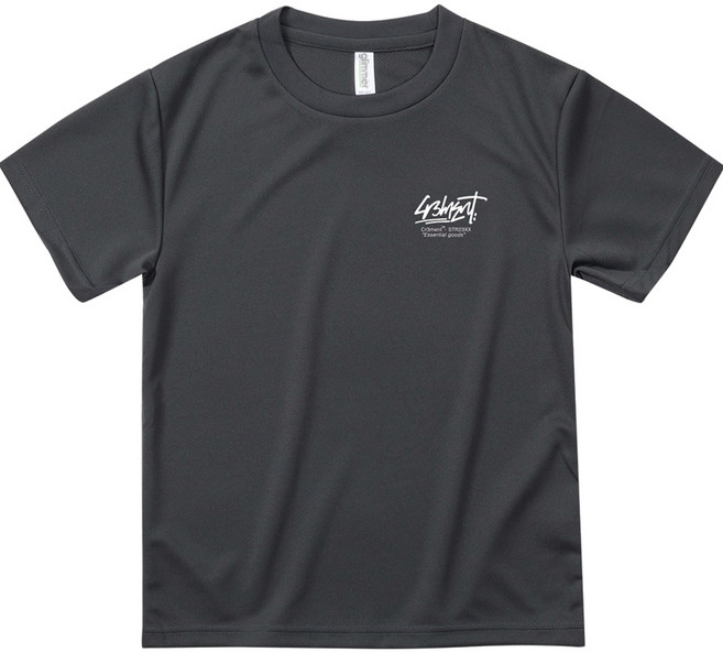 CR3MENT 男女通用 Essential 街頭風 Logo 乾爽 涼感 透氣 圓領 短袖 涼感T恤, 深灰色