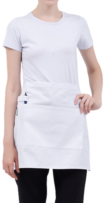쉐프 솔리드 허리 앞치마 숏타입, 화이트, 1개