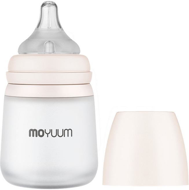 모윰 프리미엄 실리콘 젖병, 핑크베이지, 160ml, 1개