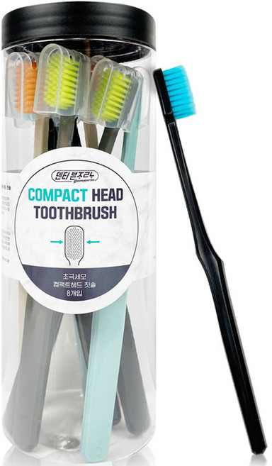 덴티본조르노 컴팩트 헤드 칫솔, 8개입, 1개