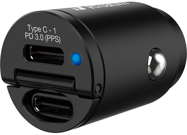 버바팀 C&C 타입 45W PPS 매립 듀얼포트 초미니 고속 차량용 충전기, 66883, 블랙
