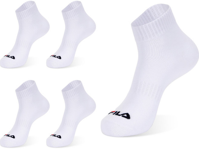 휠라 데일리 단목 양말 5족, 화이트, 1세트