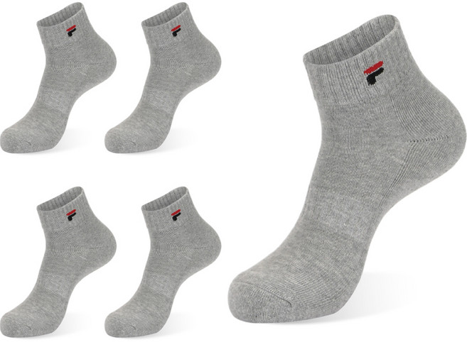 휠라 베이직 더블 쿠션 단목 양말 5켤레, 그레이, 1세트