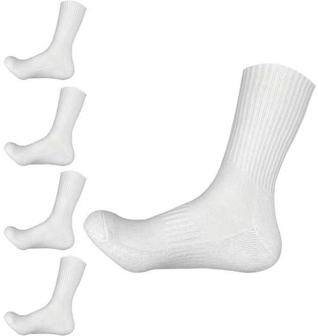 티아이바로 남성용 두꺼운 스포츠 중목 양말 5켤레, 화이트