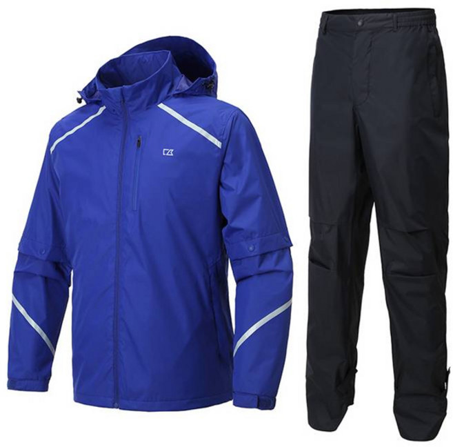 커터앤벅 남성용 웰딩 포인트 골프 우의 상하의 세트 CBM3ARW301, 블루 + 화이트, 1개