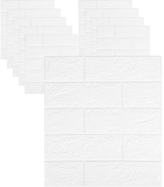 피어니스트 접착식 단열 폼블럭 벽지 6mm, 화이트, 10개