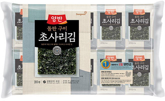 Dongwon 東遠 Yangban 兩班 傳統石板烤海苔, 80g, 1袋
