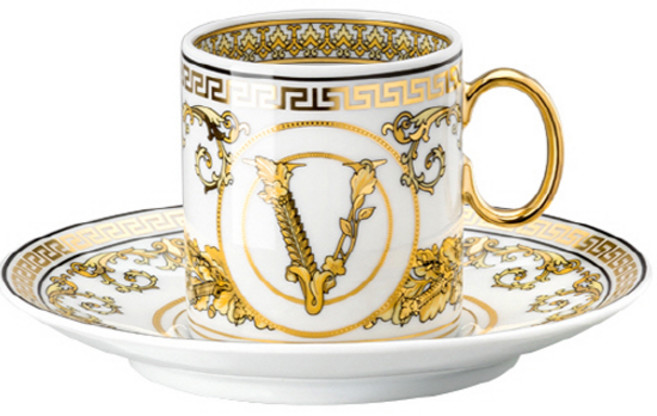 베르사체 에스프레소 컵앤소서 세트, 비르투스 갈라 화이트, 1세트