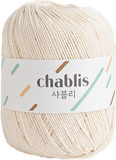 yarna 샤블리 면사 뜨개실, 102 화이트크림, 1개