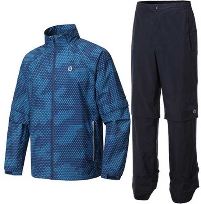 선덜랜드 남성용 디지털 카모 골프 비옷 상하의 세트, 네이비, 1세트