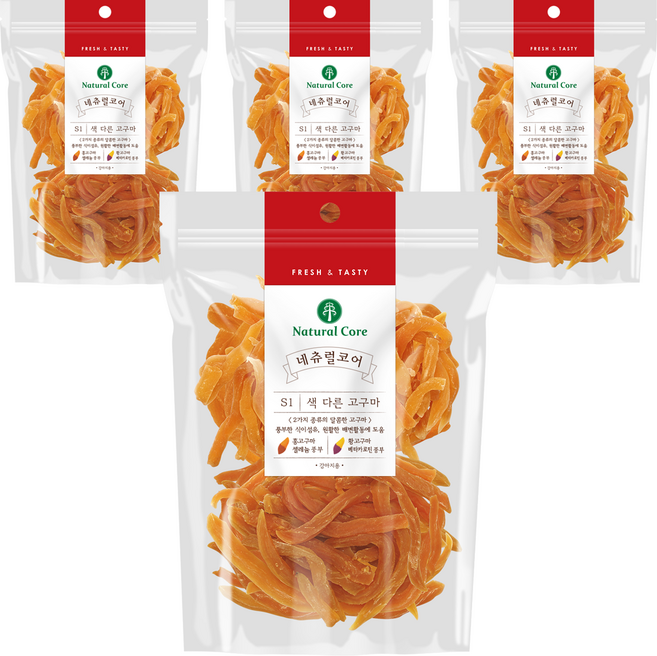 네츄럴코어 강아지 색 다른 건조 간식, 고구마, 200g, 4개