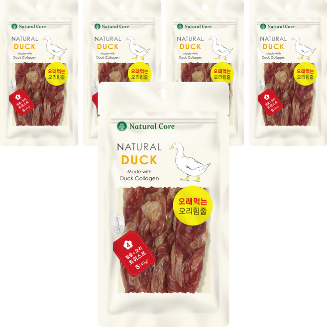 네츄럴코어 오리힘줄 S 강아지 간식, 오리고기, 5개, 40g
