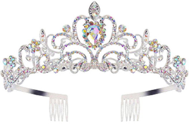 올리브파티 브라이덜샤워 소품 생일 파티 티아라 공주 왕관 셀프 웨딩 신부 용품, A 크리스탈, 1개
