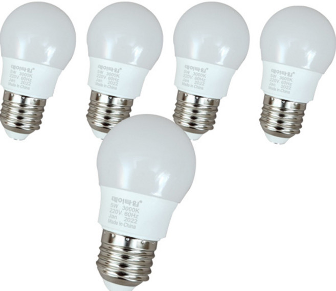 DAYTIME LED 인지구 E26 5W, 전구색, 5개