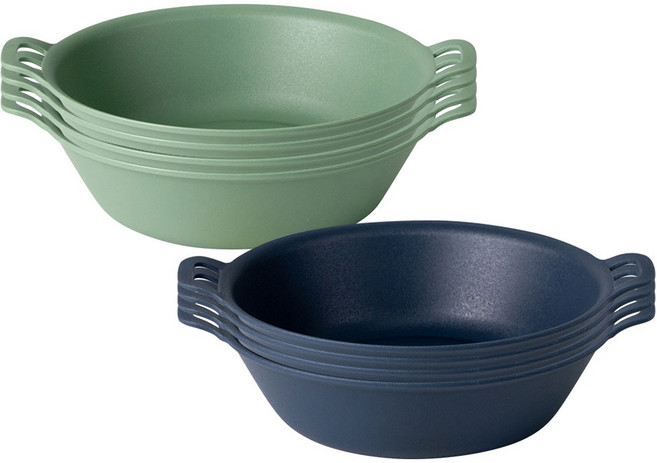 주방선생 캠핑 플레이트 라지볼 세트, 1세트, 라지볼 2종 x 4p 세트, 포레스트그린, 네이비