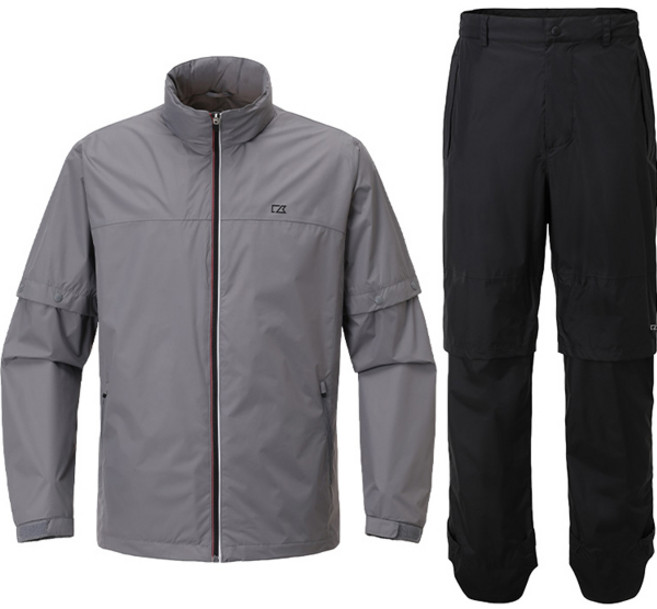 CUTTER&BUCK 男士線條點綴高爾夫雨衣套裝, 1套, 灰色