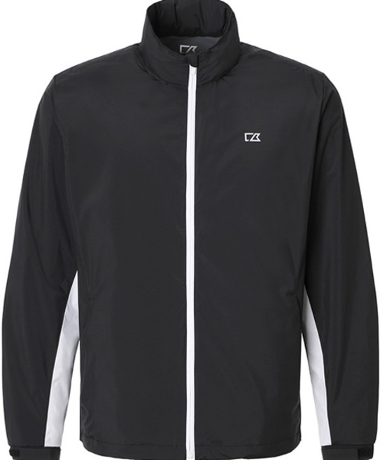 커터앤벅 남성용 골프 배색 방수 레인 자켓, 블랙, 1개