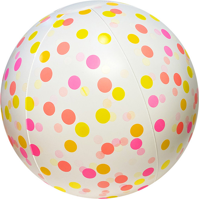 두로카리스마 땡땡이 비치볼, 30cm, 아이보리 + 도트 패턴