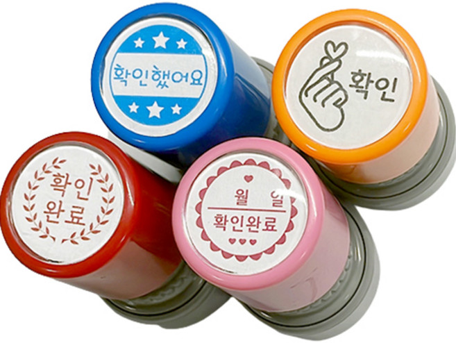 애플시드 확인 도장 4종 세트, 레드, 핑크, 블루, 블랙, 1세트